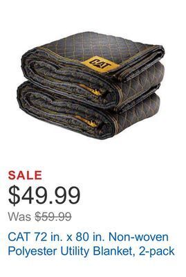 Costco Cat 72 in. x 80 in. non-woven polyester utility blanket, 2-pack offer