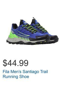 Costco Fila men's santiago trail running shoe offer