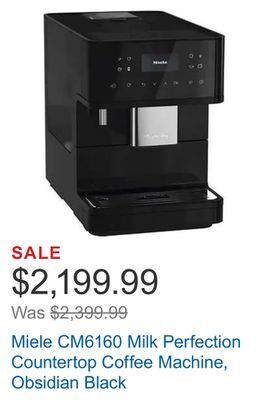 Costco Miele cm6160 milk perfection countertop coffee machine, obsidian black offer