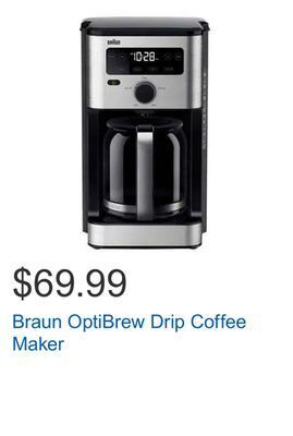 Costco Braun optibrew drip coffee maker offer