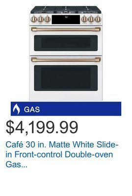 Costco Café 30 in. matte white slide-in front-control double-oven gas convection range offer