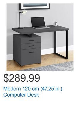 Costco Modern 120 cm (47.25 in.) computer desk offer