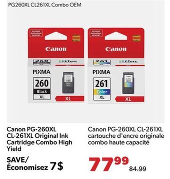 Shopper+ Canon pg-260xl cl-261xl original ink cartridge combo high yield offer
