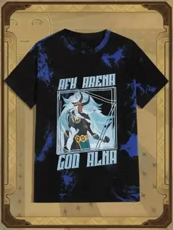 SheIn Romwe x afk arena guys letter cartoon graphic tie dye tee offer