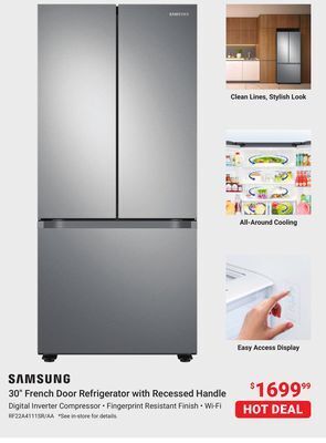 Visions Electronics Samsung 30" french door refrigerator with recessed handle offer