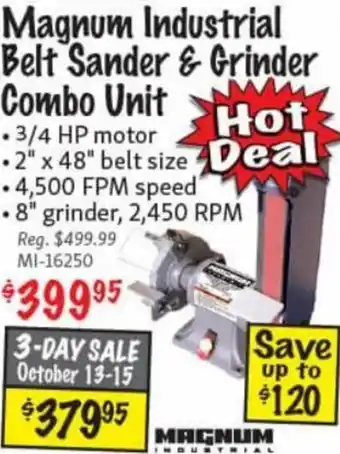 Magnum Industrial Belt Sander & Grinder Combo Unit