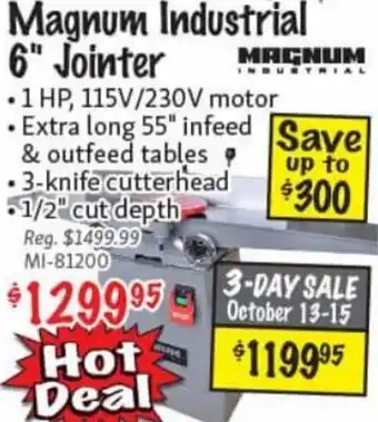 KMS Tools Magnum Industrial 6" Jointer offer