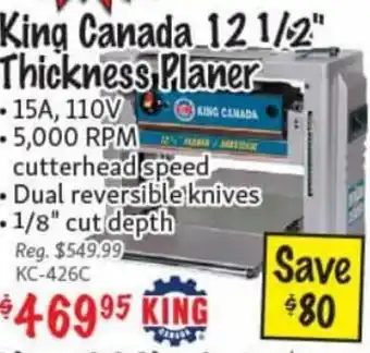 KMS Tools King Canada 12 1/2" Thickness Planer offer