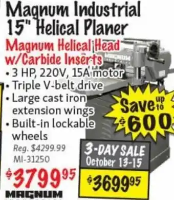 KMS Tools Magnum Industrial 15" Helical Planer offer