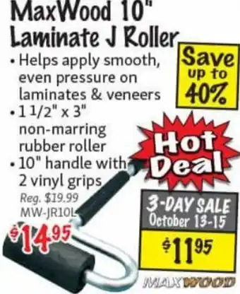 KMS Tools Maxwood 10" Laminate J Roller offer