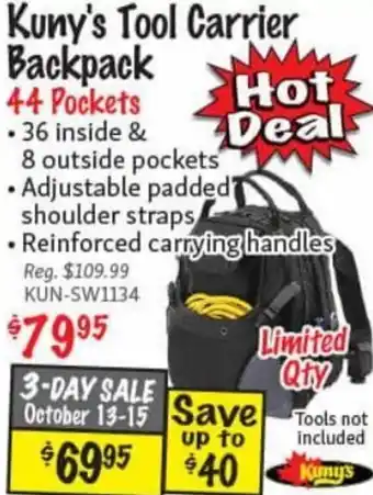 KMS Tools Kuny's Tool Carrier Backpack offer