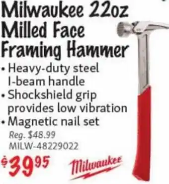 KMS Tools Milwaukee 22oz Milled Face Framing Hammer offer