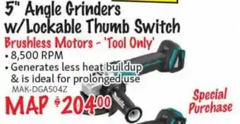 KMS Tools Makita 5" Angle Grinders w/ Lockable Thumb Switch offer