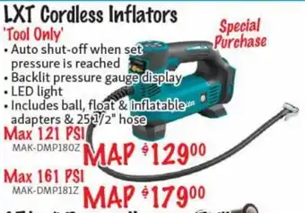 KMS Tools Makita LXT Cordless Inflators Max 161 PSI offer