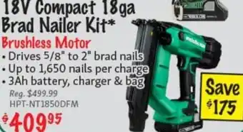 Melabo 18V Compact 18ga Brad Nailer Kit