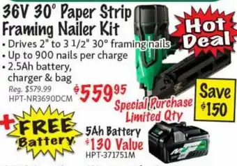 KMS Tools Melabo 36V 30° Paper Strip Framing Nailer Kit offer
