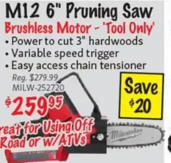 Milwaukee M12 6" Pruning Saw