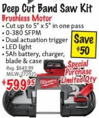 KMS Tools Milwaukee Deep Cut Band Saw Kit offer