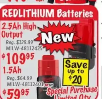 KMS Tools RedLithium Batteries 2.5Ah High Outout offer