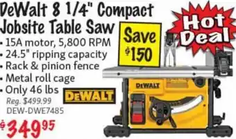 KMS Tools DeWalt 8 1/4" Compact Jobsite Table Saw offer