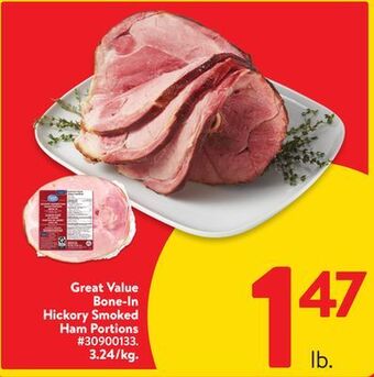 Walmart Great value bone-in hickory smoked ham portions offer