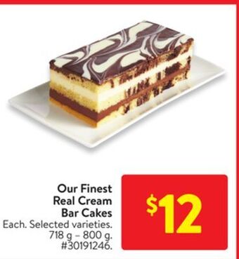 Walmart Our finest real cream bar cakes offer