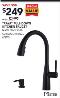Lowe's Pfister "raya" pull-down kitchen faucet offer