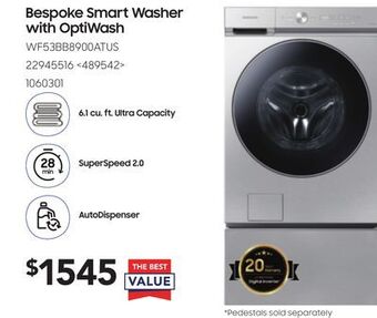 Lowe's Samsung bespoke smart washer with optiwash offer