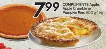 Sobeys Compliments apple, apple crumble or pumpkin pies offer