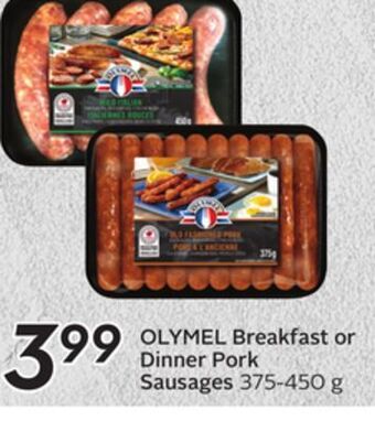 Sobeys Olymel breakfast or dinner pork sausages offer