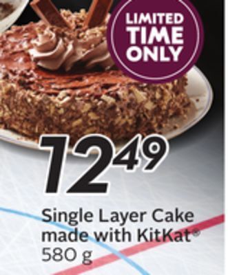Sobeys Single layer cake made with kitkat® offer