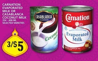 Food Basics Carnation evaporated milk or casablanca coconut milk offer