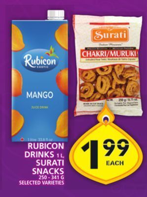 Food Basics Rubicon drinks or surati snacks offer