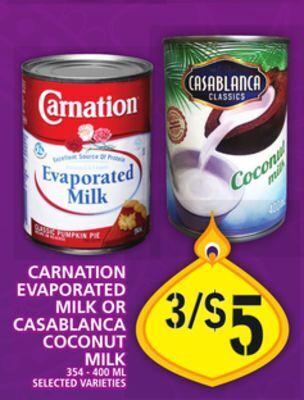 Food Basics Carnation evaporated milk or casablanca coconut milk offer