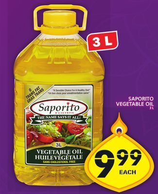 Food Basics Saporito vegetable oil offer