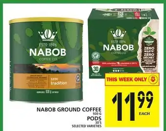 Food Basics Nabob ground coffee or pods offer