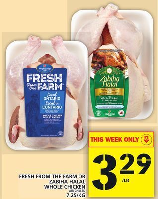 Food Basics Fresh from the farm or zabiha halal whole chicken offer