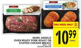 Food Basics Marc angelo oven ready pork roast or stuffed chicken breast offer