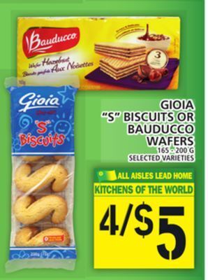 Food Basics Gioia "s" biscuits or bauducco wafers offer