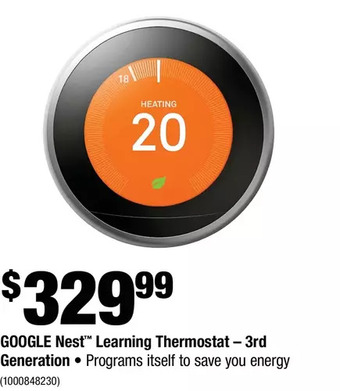 Home Depot Google nest learning thermostat - 3rd generation offer