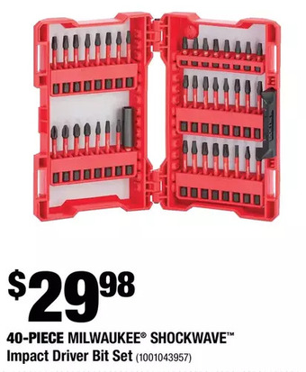 Home Depot 40-piece milwaukee shockwave impact driver bit set offer