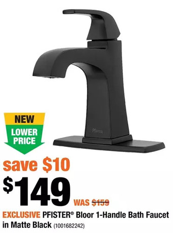 Home Depot Pfister bloor 1-handle bath faucet in matte black offer