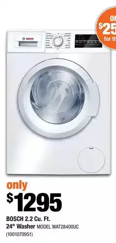 Home Depot Bosch 2.2 cu. ft. 24" washer offer