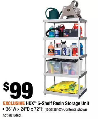 Home Depot Hdx 5-shelf resin storage unit offer