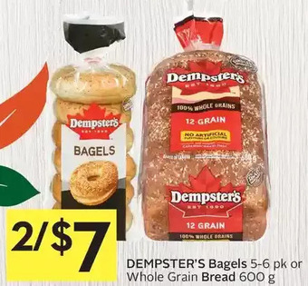 Foodland Dempster's bagels or whole grain bread offer