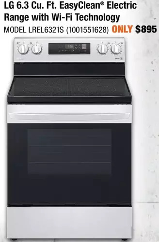 Home Depot Lg 6.3 cu. ft. easyclean electric range with wi-fi technology offer