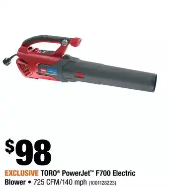 Home Depot Toro powerjet f700 electric blower offer