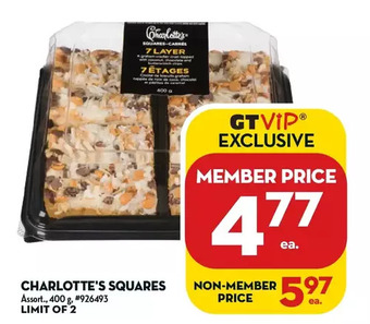 Giant Tiger Charlotte's squares offer