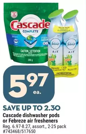 Giant Tiger Cascade dishwasher pods offer