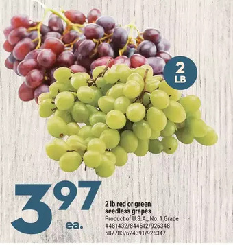 Giant Tiger 2 lb red seedless grapes offer